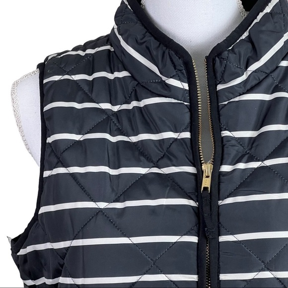 Crown & Ivy Puffer Vest Black and White Stripes zip front side zip pockets L - Picture 5 of 7